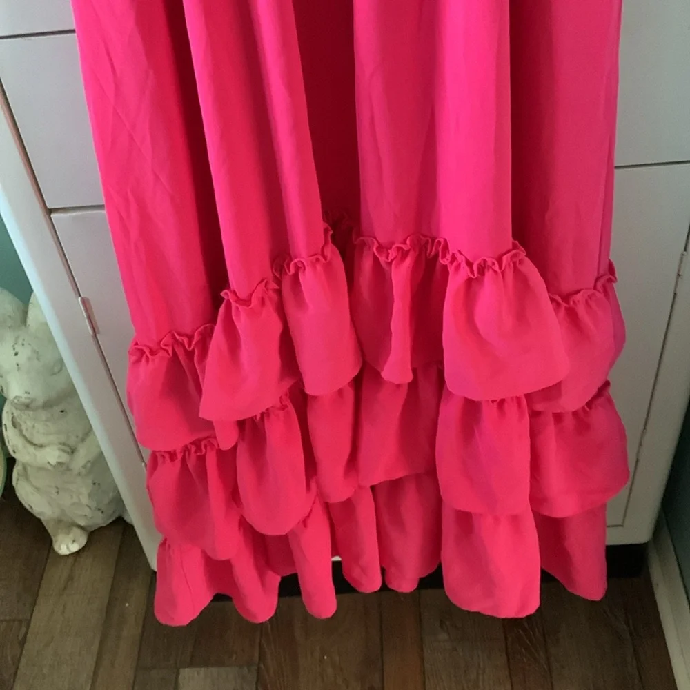 Jess Lea sz L Vibrant Pink Maxi Dress with Ruffle Hem like new! - Picture 8 of 8
